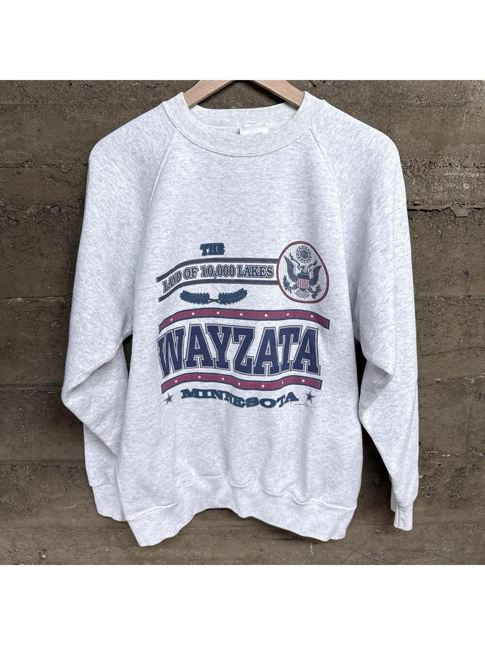 Vintage 90s Wayzata Minnesota Crewneck Sweatshirt Santee Sweats USA Made XL